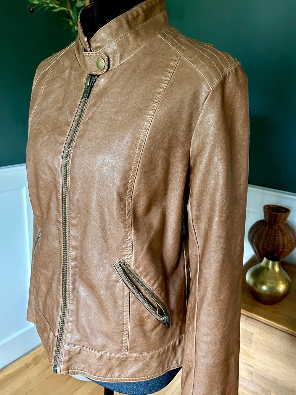 BB Dakota Vegan Leather Moto Jacket, EUC